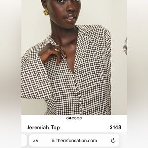 Reformation Jeremiah long sleeve blouse top, size S, NWT